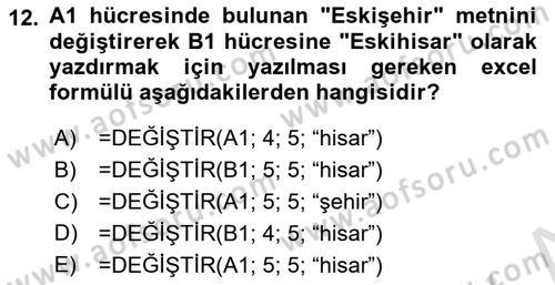 İşletme Analitiği Dersi 2021 - 2022 Yılı (Vize) Ara Sınav Soruları 12. Soru
