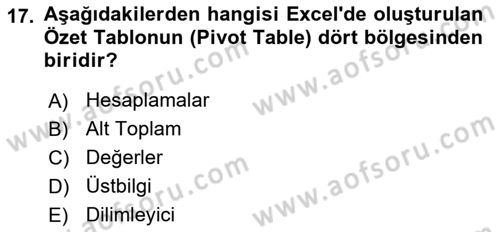İşletme Analitiği Dersi 2021 - 2022 Yılı (Vize) Ara Sınav Soruları 17. Soru