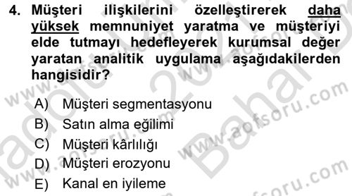 İşletme Analitiği Dersi 2021 - 2022 Yılı (Vize) Ara Sınav Soruları 4. Soru