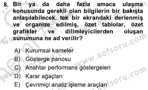 İşletme Analitiği Dersi 2021 - 2022 Yılı (Vize) Ara Sınav Soruları 8. Soru