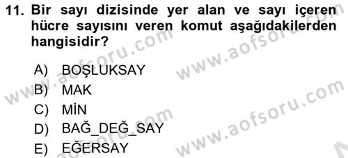 İşletme Analitiği Dersi 2021 - 2022 Yılı (Final) Dönem Sonu Sınav Soruları 11. Soru
