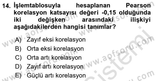 İşletme Analitiği Dersi 2021 - 2022 Yılı (Final) Dönem Sonu Sınav Soruları 14. Soru