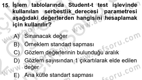 İşletme Analitiği Dersi 2021 - 2022 Yılı (Final) Dönem Sonu Sınav Soruları 15. Soru
