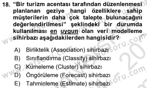 İşletme Analitiği Dersi 2021 - 2022 Yılı (Final) Dönem Sonu Sınav Soruları 18. Soru