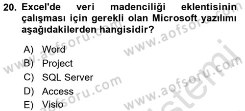 İşletme Analitiği Dersi 2021 - 2022 Yılı (Final) Dönem Sonu Sınav Soruları 20. Soru