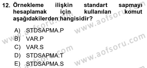 İşletme Analitiği Dersi 2021 - 2022 Yılı Yaz Okulu Sınav Soruları 12. Soru