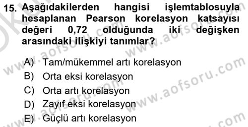 İşletme Analitiği Dersi 2021 - 2022 Yılı Yaz Okulu Sınav Soruları 15. Soru
