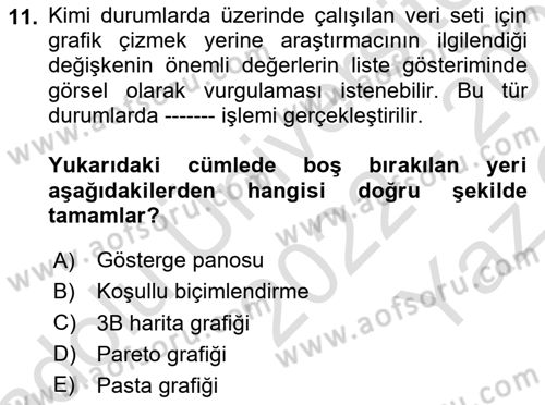 İşletme Analitiği Dersi 2022 - 2023 Yılı Yaz Okulu Sınav Soruları 11. Soru