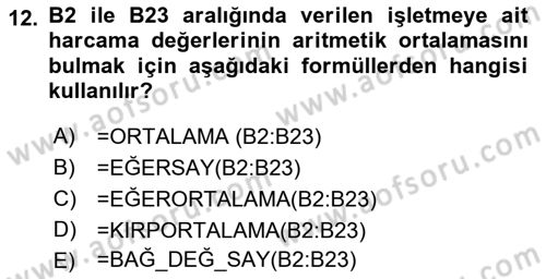 İşletme Analitiği Dersi 2022 - 2023 Yılı Yaz Okulu Sınav Soruları 12. Soru