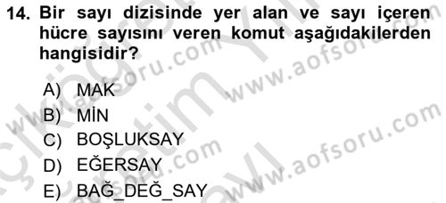 İşletme Analitiği Dersi 2022 - 2023 Yılı Yaz Okulu Sınav Soruları 14. Soru
