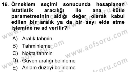 İşletme Analitiği Dersi 2022 - 2023 Yılı Yaz Okulu Sınav Soruları 16. Soru