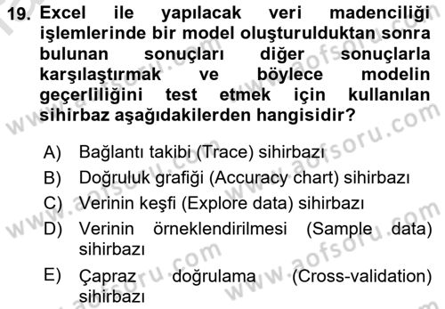 İşletme Analitiği Dersi 2022 - 2023 Yılı Yaz Okulu Sınav Soruları 19. Soru