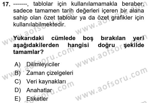 İşletme Analitiği Dersi 2023 - 2024 Yılı (Vize) Ara Sınav Soruları 17. Soru