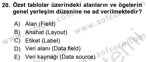 İşletme Analitiği Dersi 2023 - 2024 Yılı (Vize) Ara Sınav Soruları 20. Soru