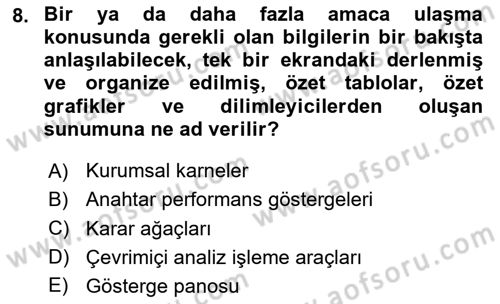 İşletme Analitiği Dersi 2023 - 2024 Yılı (Vize) Ara Sınav Soruları 8. Soru