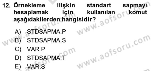 İşletme Analitiği Dersi 2023 - 2024 Yılı (Final) Dönem Sonu Sınav Soruları 12. Soru