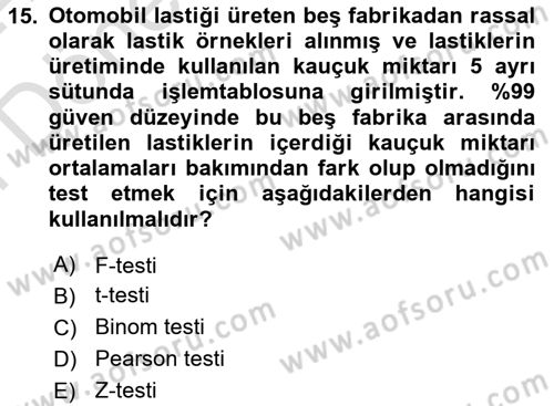 İşletme Analitiği Dersi 2023 - 2024 Yılı (Final) Dönem Sonu Sınav Soruları 15. Soru