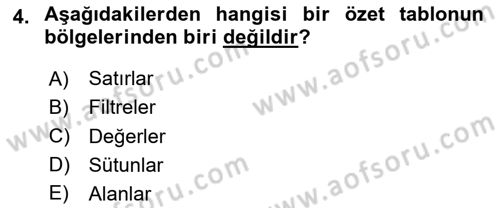 İşletme Analitiği Dersi 2023 - 2024 Yılı (Final) Dönem Sonu Sınav Soruları 4. Soru