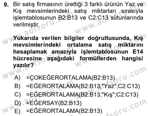İşletme Analitiği Dersi 2023 - 2024 Yılı (Final) Dönem Sonu Sınav Soruları 9. Soru