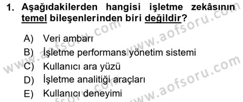İşletme Analitiği Dersi 2023 - 2024 Yılı Yaz Okulu Sınav Soruları 1. Soru
