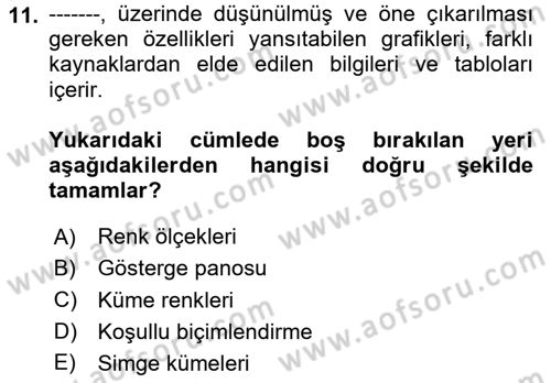 İşletme Analitiği Dersi 2023 - 2024 Yılı Yaz Okulu Sınav Soruları 11. Soru