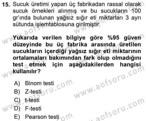 İşletme Analitiği Dersi 2023 - 2024 Yılı Yaz Okulu Sınav Soruları 15. Soru