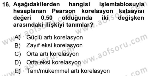 İşletme Analitiği Dersi 2023 - 2024 Yılı Yaz Okulu Sınav Soruları 16. Soru