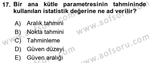 İşletme Analitiği Dersi 2023 - 2024 Yılı Yaz Okulu Sınav Soruları 17. Soru