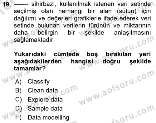 İşletme Analitiği Dersi 2023 - 2024 Yılı Yaz Okulu Sınav Soruları 19. Soru