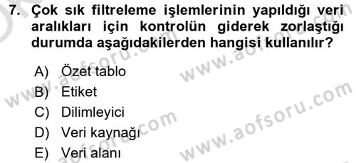 İşletme Analitiği Dersi 2023 - 2024 Yılı Yaz Okulu Sınav Soruları 7. Soru