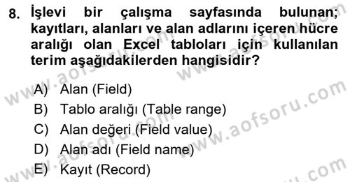 İşletme Analitiği Dersi 2023 - 2024 Yılı Yaz Okulu Sınav Soruları 8. Soru