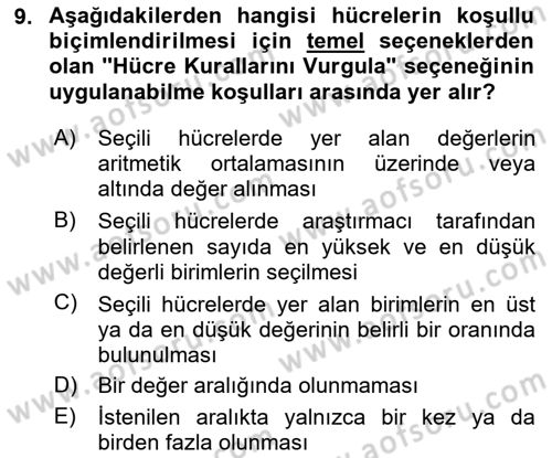 İşletme Analitiği Dersi 2023 - 2024 Yılı Yaz Okulu Sınav Soruları 9. Soru