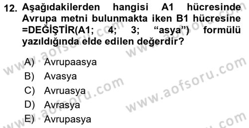 İşletme Analitiği Dersi 2024 - 2025 Yılı (Vize) Ara Sınav Soruları 12. Soru