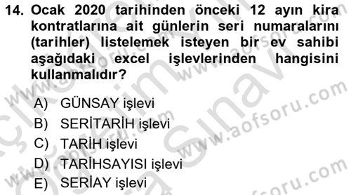 İşletme Analitiği Dersi 2024 - 2025 Yılı (Vize) Ara Sınav Soruları 14. Soru