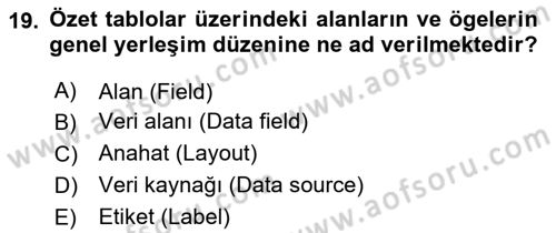 İşletme Analitiği Dersi 2024 - 2025 Yılı (Vize) Ara Sınav Soruları 19. Soru