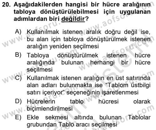 İşletme Analitiği Dersi 2024 - 2025 Yılı (Vize) Ara Sınav Soruları 20. Soru