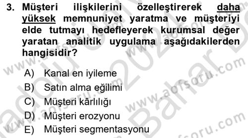 İşletme Analitiği Dersi 2024 - 2025 Yılı (Vize) Ara Sınav Soruları 3. Soru
