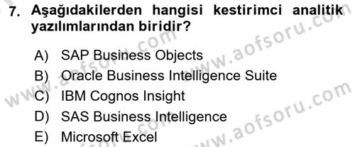 İşletme Analitiği Dersi 2024 - 2025 Yılı (Vize) Ara Sınav Soruları 7. Soru