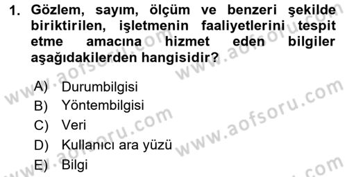 İşletme Analitiği Dersi 2024 - 2025 Yılı (Final) Dönem Sonu Sınav Soruları 1. Soru