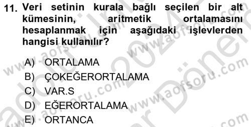 İşletme Analitiği Dersi 2024 - 2025 Yılı (Final) Dönem Sonu Sınav Soruları 11. Soru