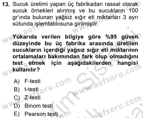 İşletme Analitiği Dersi 2024 - 2025 Yılı (Final) Dönem Sonu Sınav Soruları 13. Soru