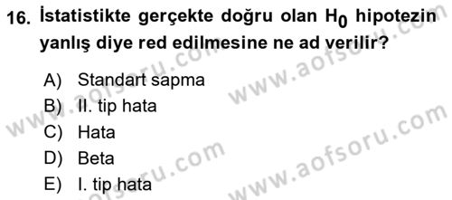 İşletme Analitiği Dersi 2024 - 2025 Yılı (Final) Dönem Sonu Sınav Soruları 16. Soru