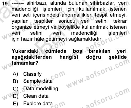 İşletme Analitiği Dersi 2024 - 2025 Yılı (Final) Dönem Sonu Sınav Soruları 19. Soru