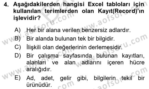 İşletme Analitiği Dersi 2024 - 2025 Yılı (Final) Dönem Sonu Sınav Soruları 4. Soru
