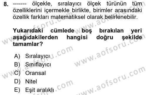 İşletme Analitiği Dersi 2024 - 2025 Yılı (Final) Dönem Sonu Sınav Soruları 8. Soru