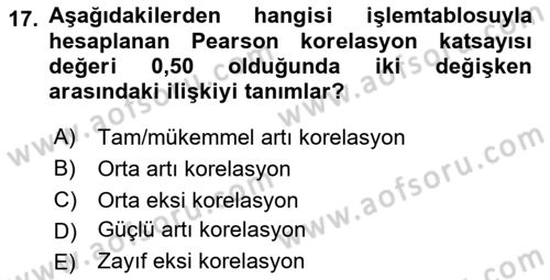 İşletme Analitiği Dersi 2024 - 2025 Yılı Yaz Okulu Sınav Soruları 17. Soru