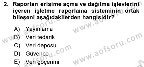 İşletme Analitiği Dersi 2024 - 2025 Yılı Yaz Okulu Sınav Soruları 2. Soru