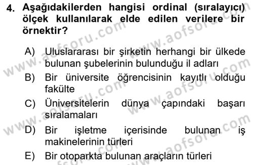 İşletme Analitiği Dersi 2024 - 2025 Yılı Yaz Okulu Sınav Soruları 4. Soru