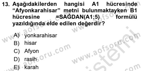 İşletme Analitiği Dersi 2025 - 2026 Yılı (Vize) Ara Sınav Soruları 13. Soru