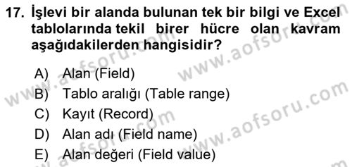 İşletme Analitiği Dersi 2025 - 2026 Yılı (Vize) Ara Sınav Soruları 17. Soru